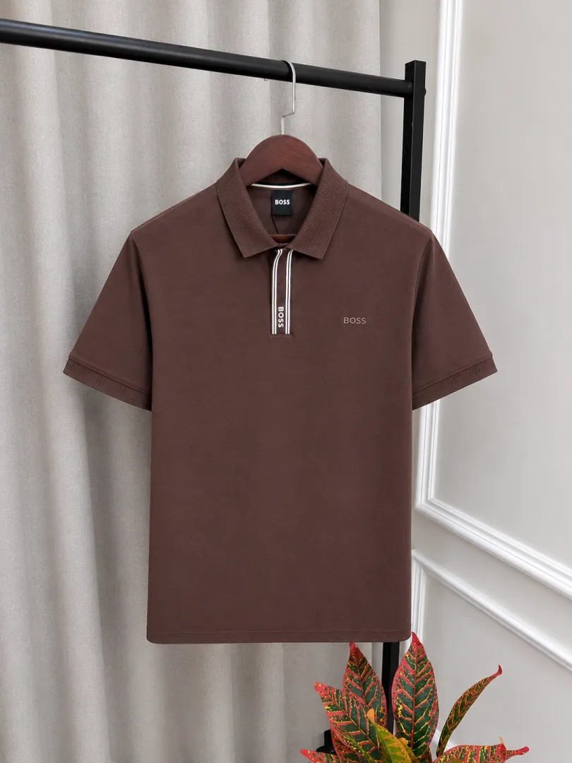 Boss Brown Imported Heavy GSM Fabric & Embroidery Logo Premium Polo T-Shirt with OG Box Pack(1339)