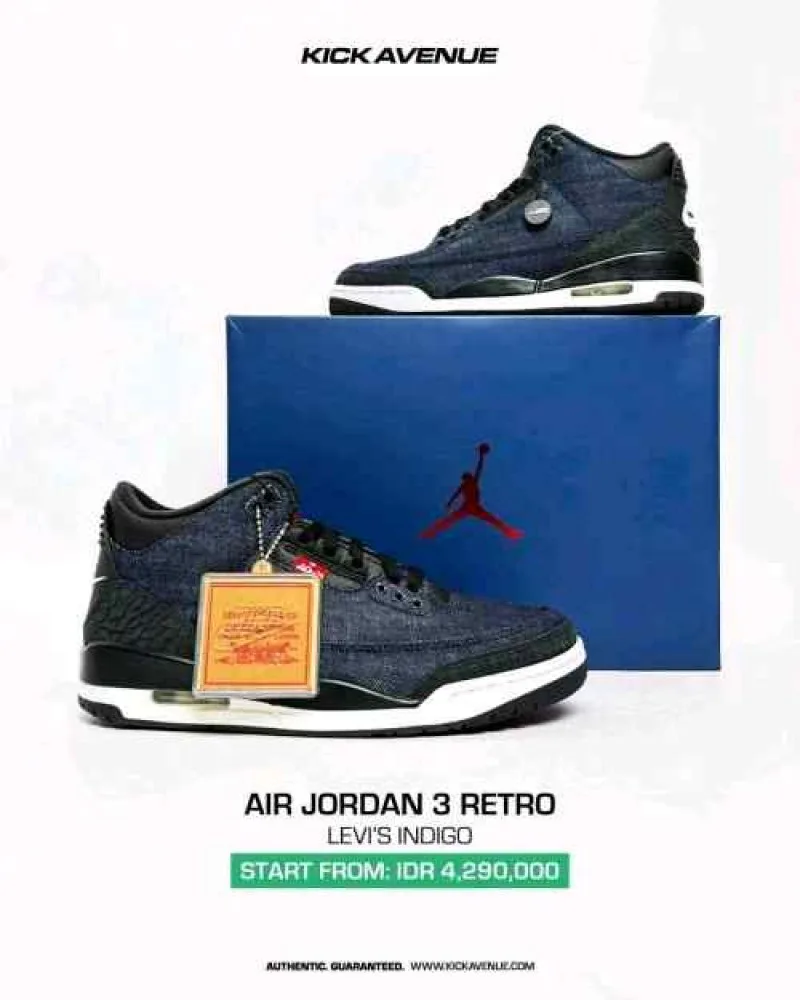Nikkee Leviis x Air Jordan 3 Retro Indigo MenTrack 658