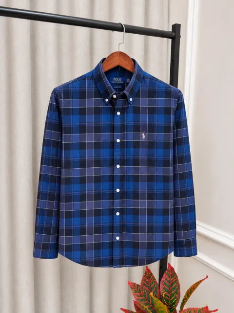 Ralp Lauren Imported Navy Checks Premium Oxford Shirt(1334)