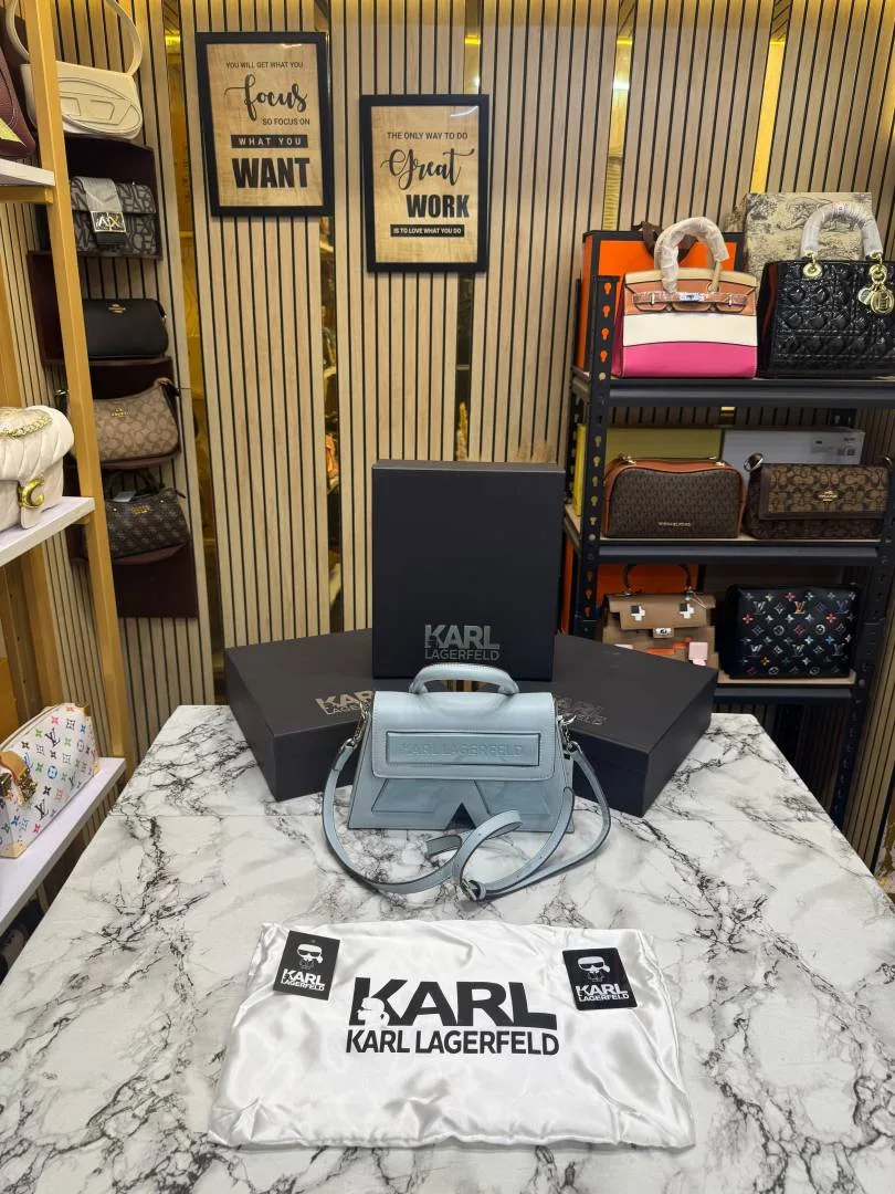 Karl_Lagerfeld KKushion Top Handle Crossbody Bag With Box And Dust Bag Blue