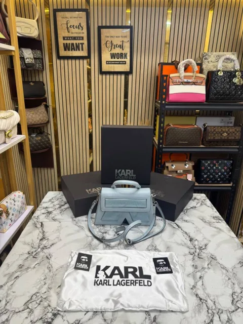 Karl_Lagerfeld KKushion Top Handle Crossbody Bag With Box And Dust Bag Blue