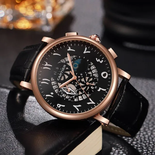 Cartire Baloon Leather Chronograph Black Copper Black Dial