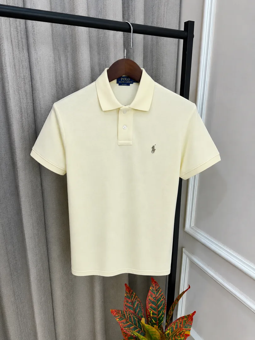 Ralp Lauren Off Yellow Imported Embroidery Logo Super Premium Polo T-Shirt(1326)