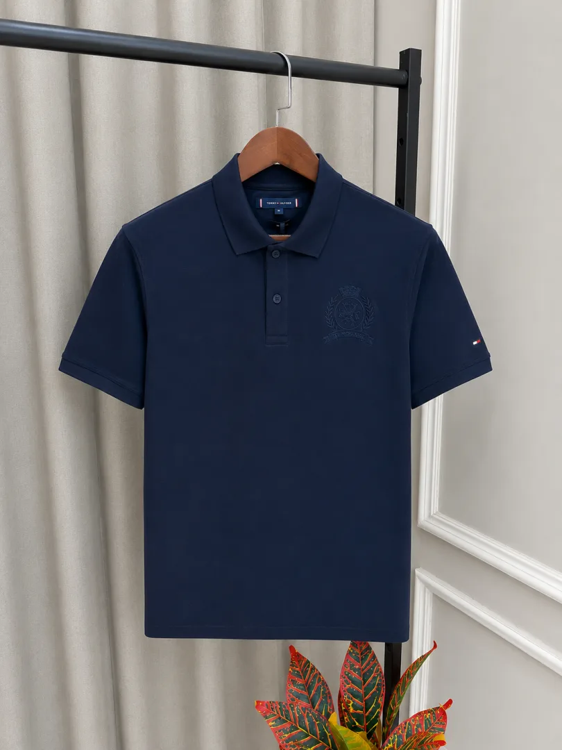 Tummy Hilfigr Navy Premium Imported Embossed Logo Polo T-Shirt(1322)