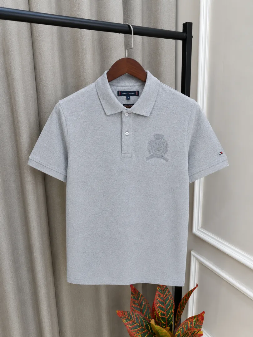 Tummy Hilfigr Grey Premium Imported Embossed Logo Polo T-Shirt(1321)