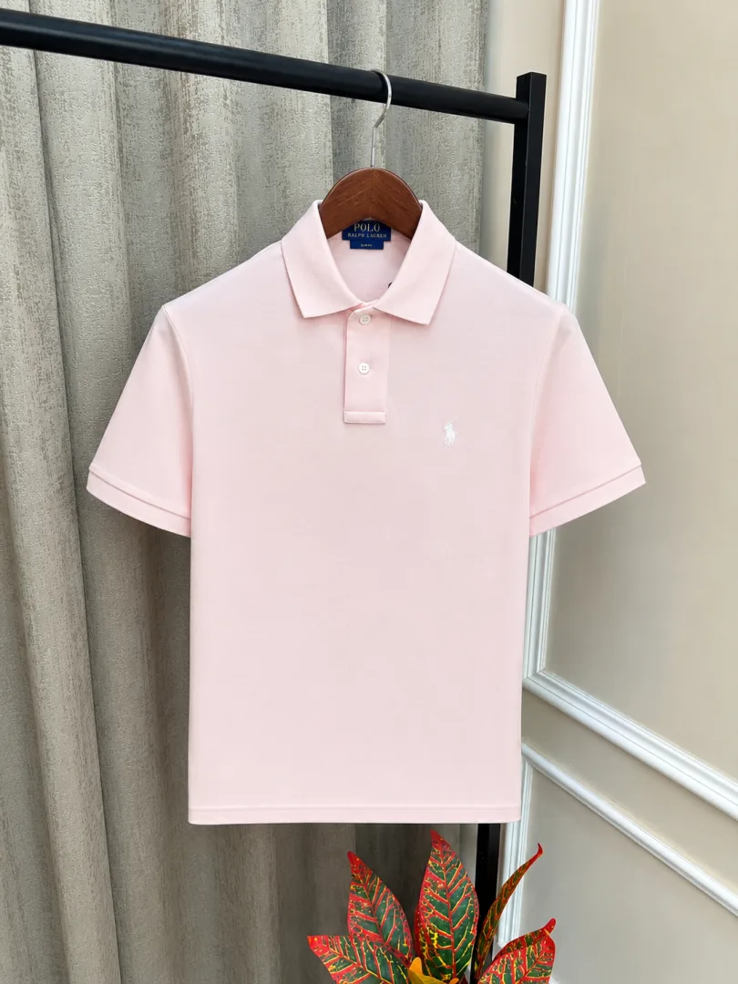 Ralp Lauren Imported Pink Embroidery Logo Premium Polo Neck T-Shirt(1317)