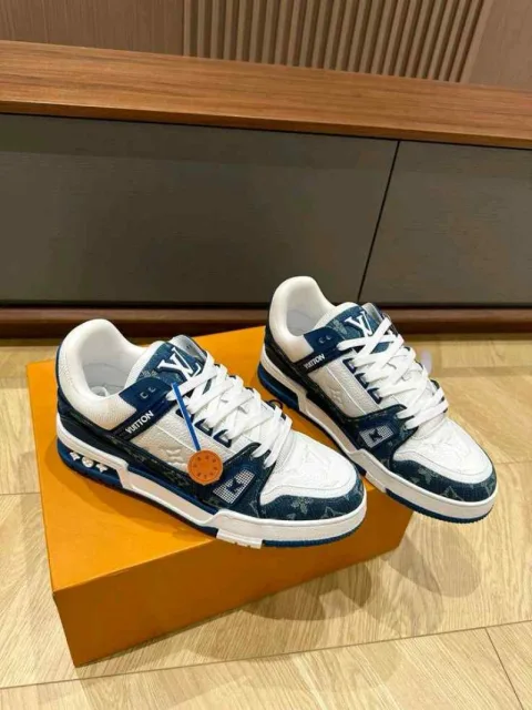 Loiuss vouitton LV Trainer Monogram Denim White Blue