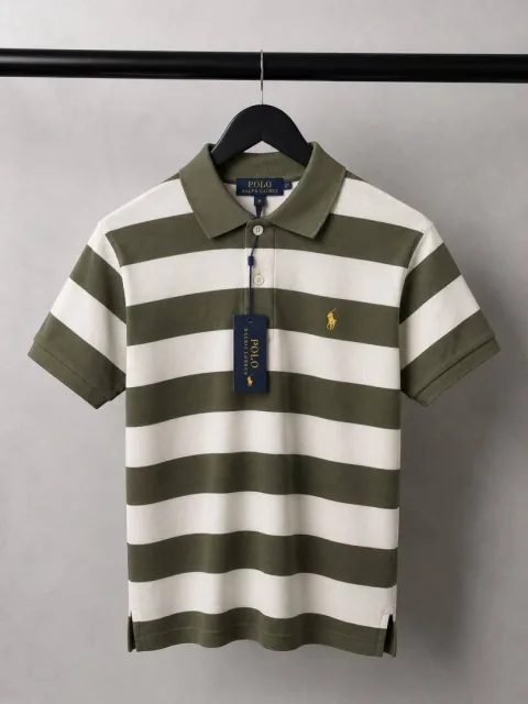 Ralp_ Laure_n Premium Knit Striped Polo T-Shirt With OG Box Packaging 1471. Sale offer VS1000