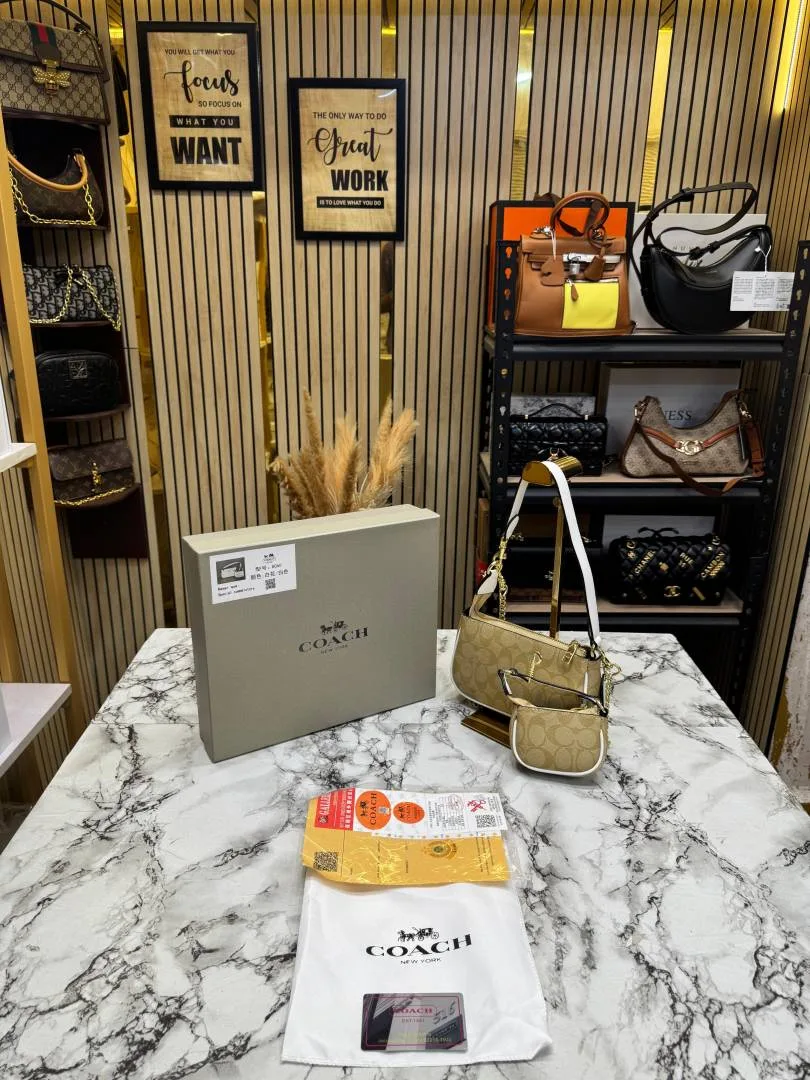 Coac Nolita Signature Canvas Shoulder Bag Wit ini Pouch Including Box And Dust Ba Apricot RICOT