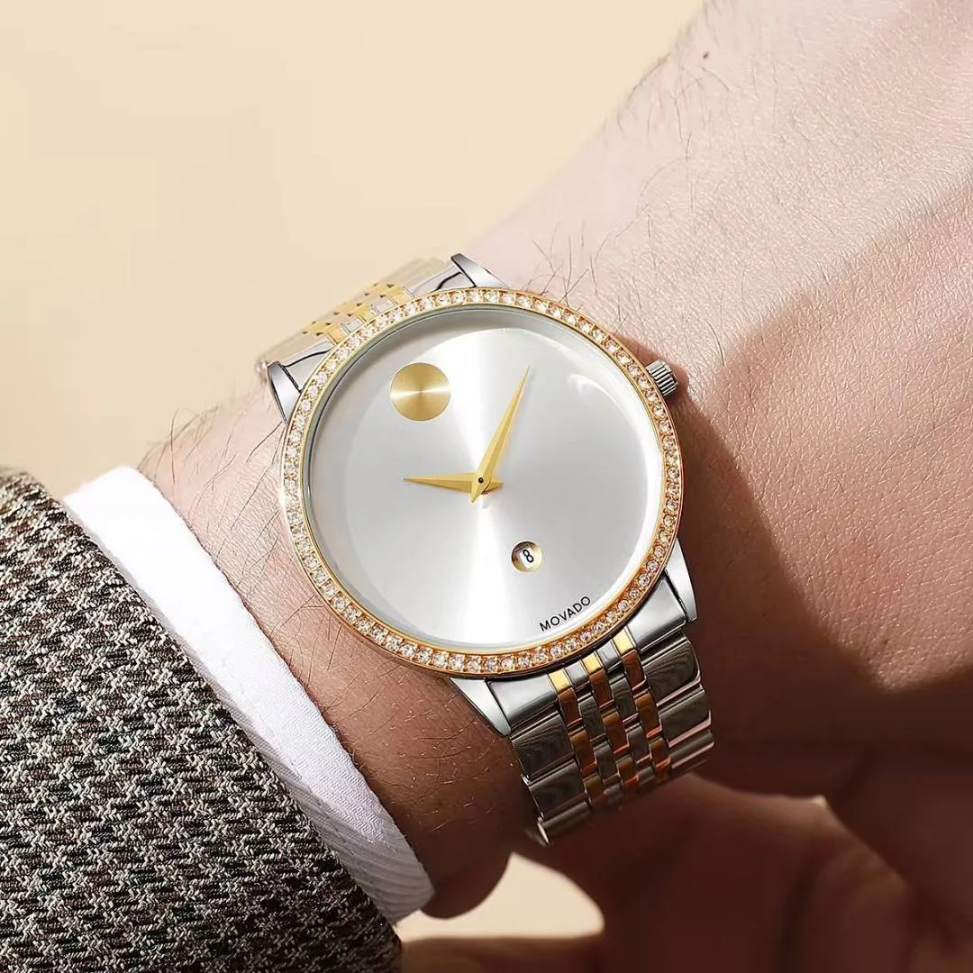 Movado Museum Classic Diamond 2Ton-Gold-White