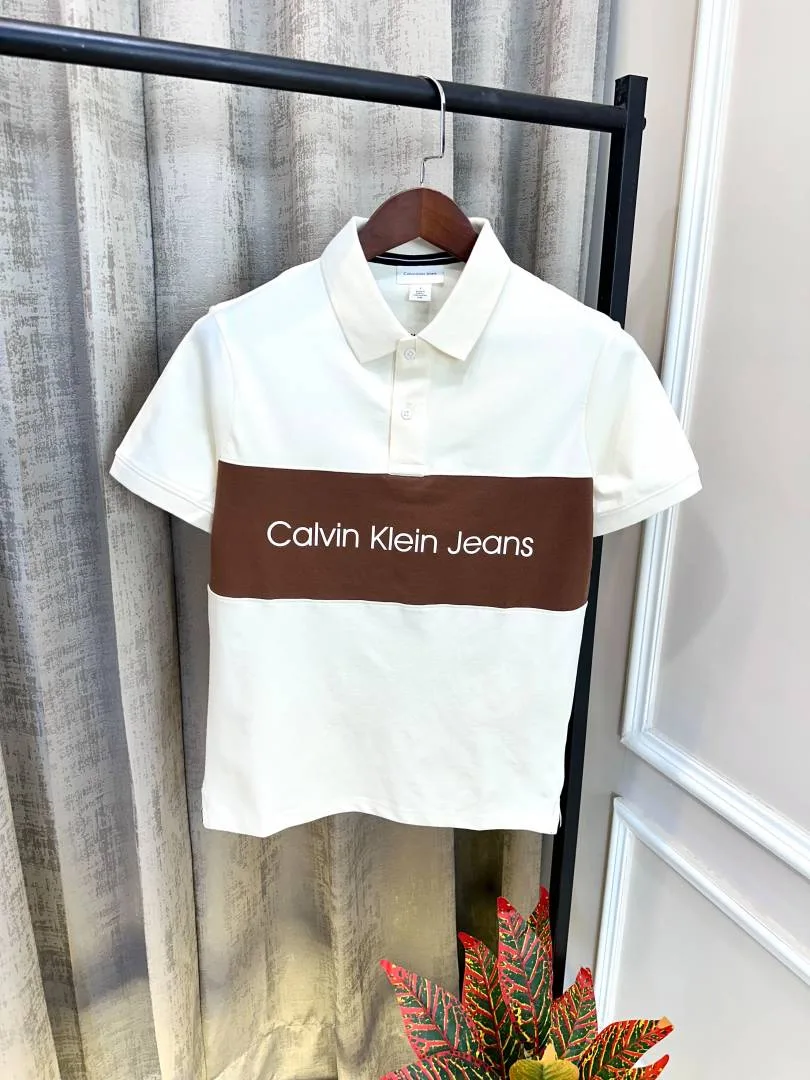 Calvin Kleiin Cream Premium Imported Quality Polo T-Shirt(1299)
