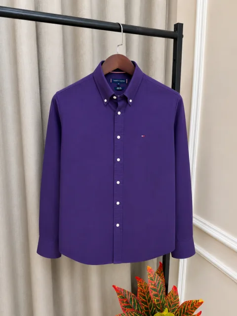 Tummy Hilfigr Violet Chest Embroidery Logo Premium Oxford Shirt(1297)