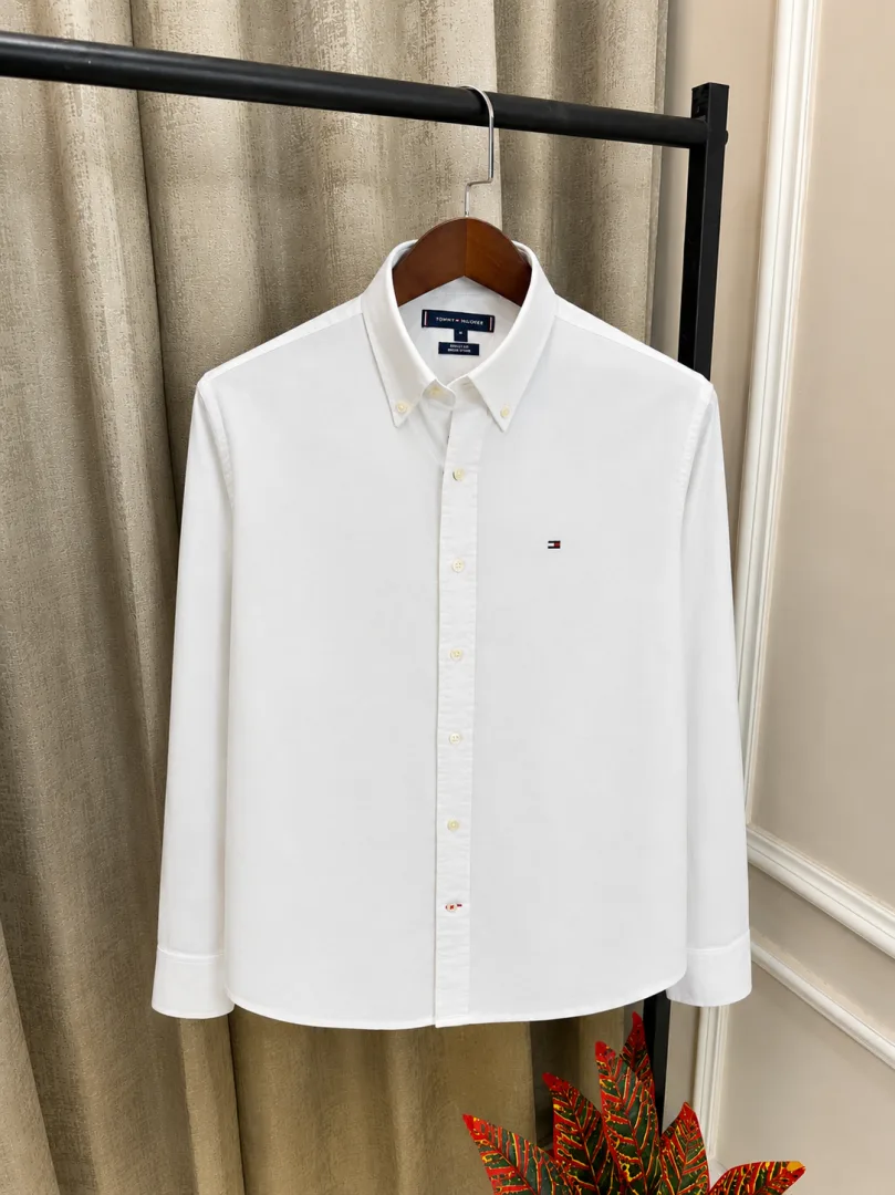 Tummy Hilfigr White Chest Embroidery Logo Premium Oxford Shirt(1295)