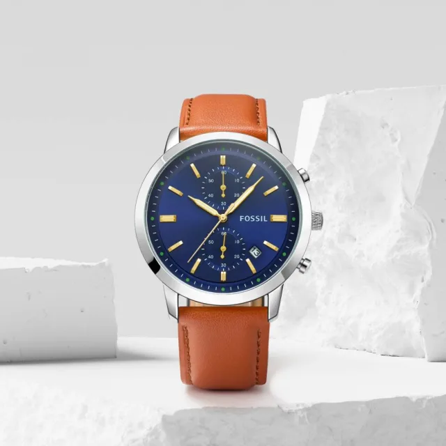 Fossii_l Townsman Chronograph LightBrown-Silver-Blue