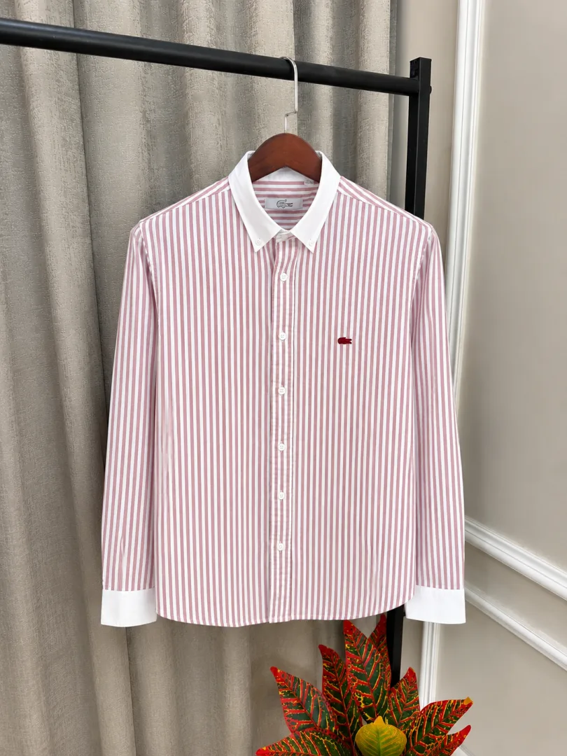 Lacostte Red Embroidery Logo Premium Lining Oxford Shirt(1282)