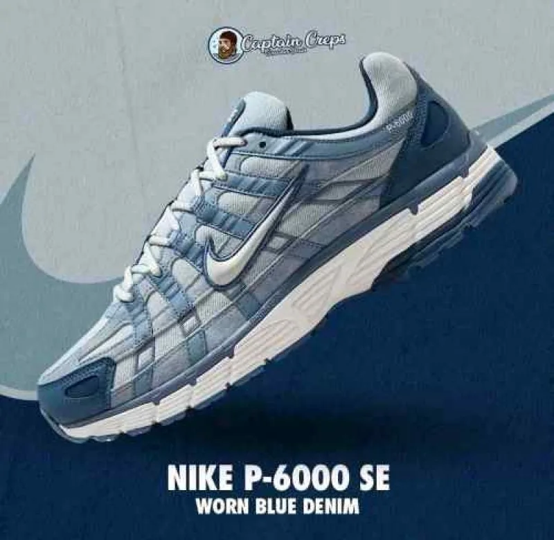 Nikkee P-6000 SE worn blue denim Low-Top Lace-Up 581