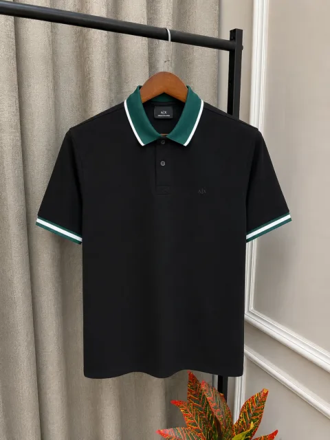 Arma Exchange Black Signature Embroidery Chest Logo Extra Premium Polo T-Shirt(1164)