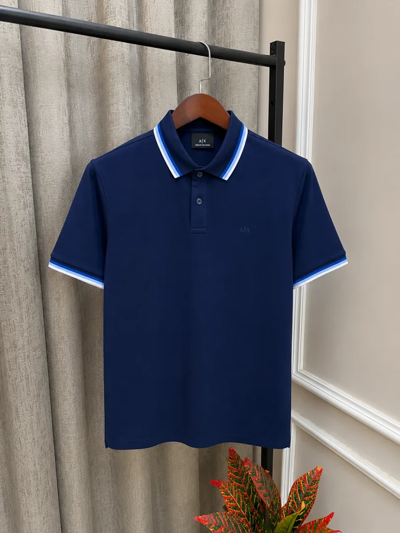 Arma Exchange Navy Signature Embroidery Chest Logo Extra Premium Polo T-Shirt(1163)