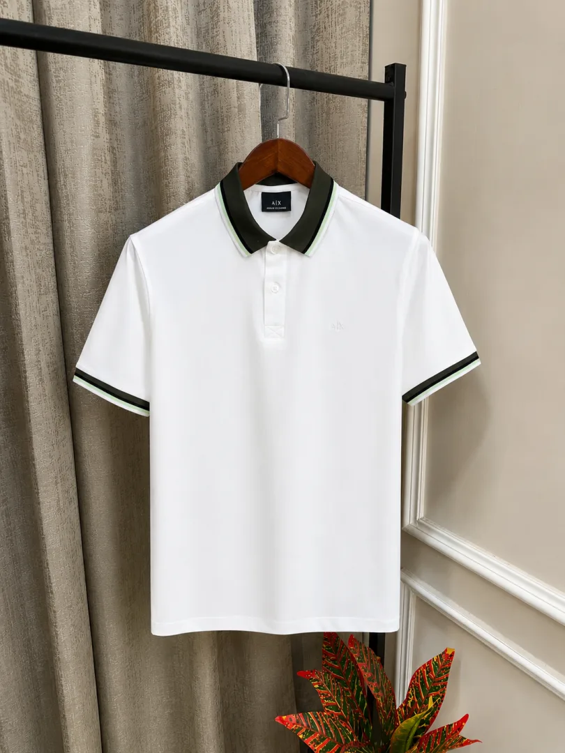 Arma Exchange White Signature Embroidery Chest Logo Extra Premium Polo T-Shirt(1162)