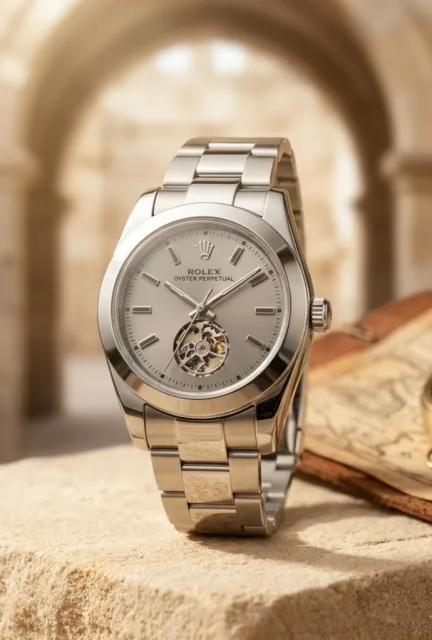 Rollex Oyster Perpetual automatic Tourbillon Silver Grey Dial