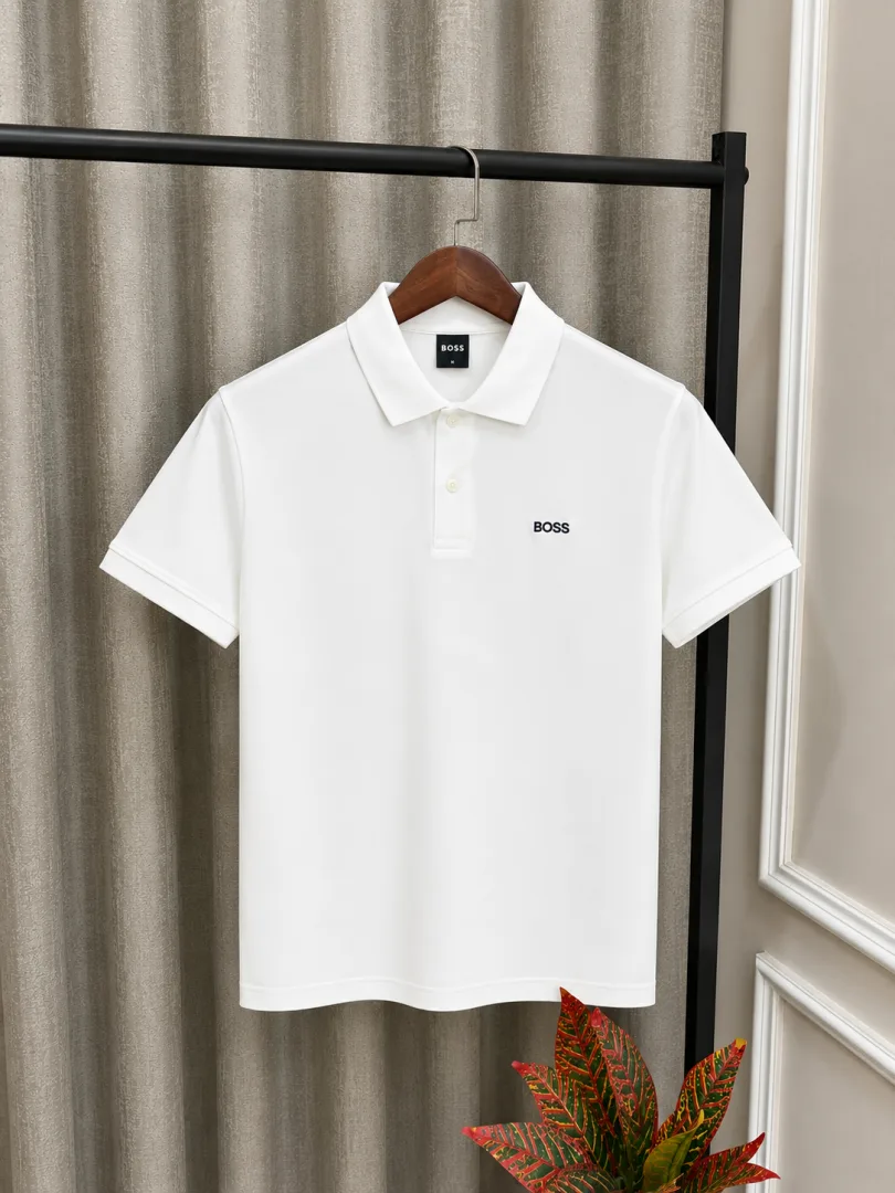 H. Boss White Embroidery Logo Premium Classic Polo T-Shirt(1159)