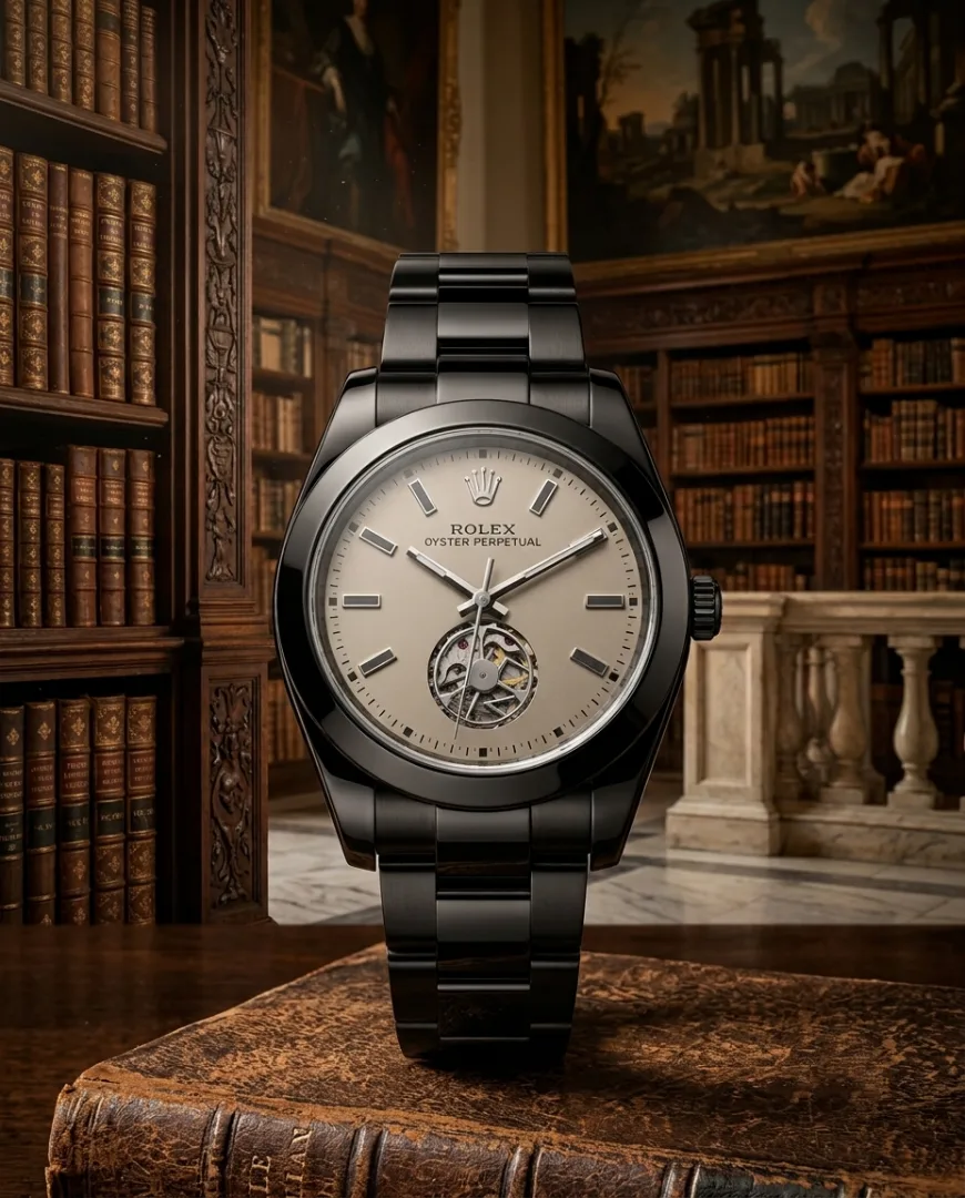 Rollex Oyster Perpetual automatic Tourbillon Black Grey Dial