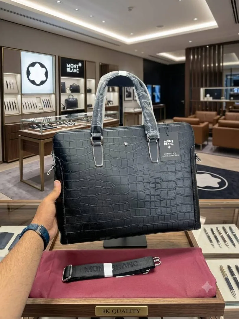 Mont blanc crocodile leather premium laptop Bag With Long Strap & Dustbag Etc Model 631