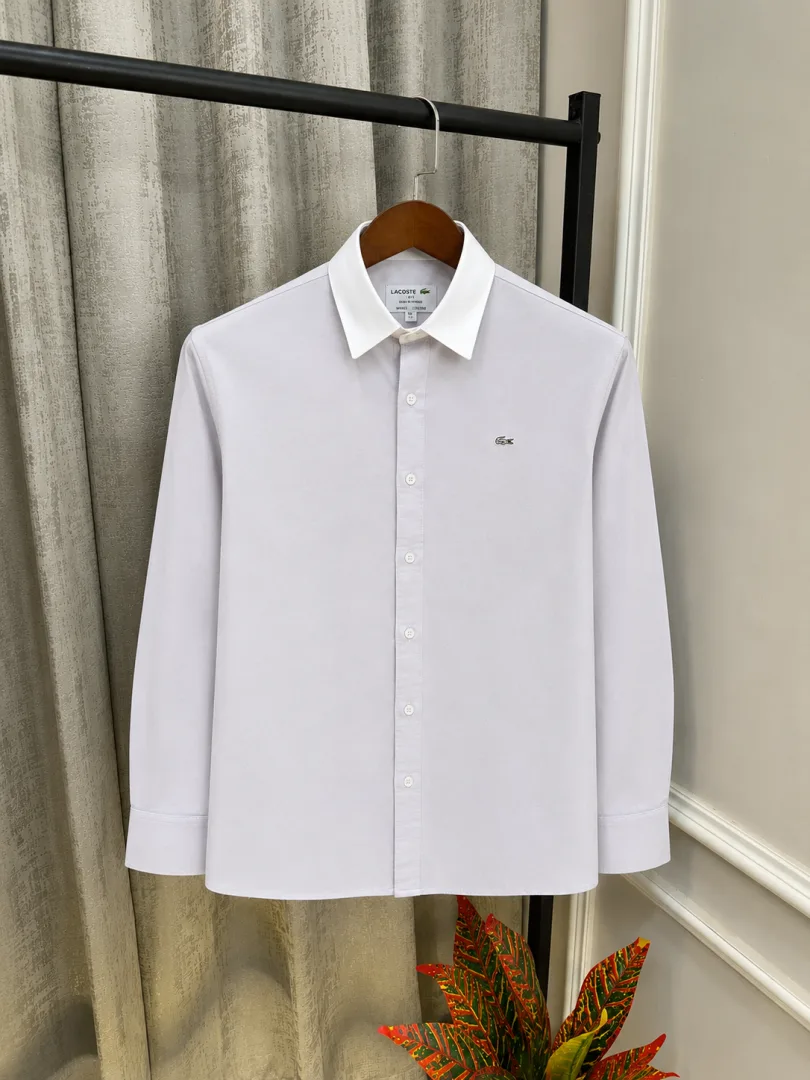 Lacost Light Beige Embroidery Logo Work Premium Collar Shirt(1155)