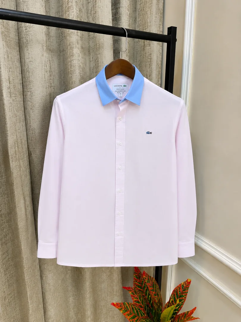 Lacost Pink Embroidery Logo Work Premium Collar Shirt(1153)