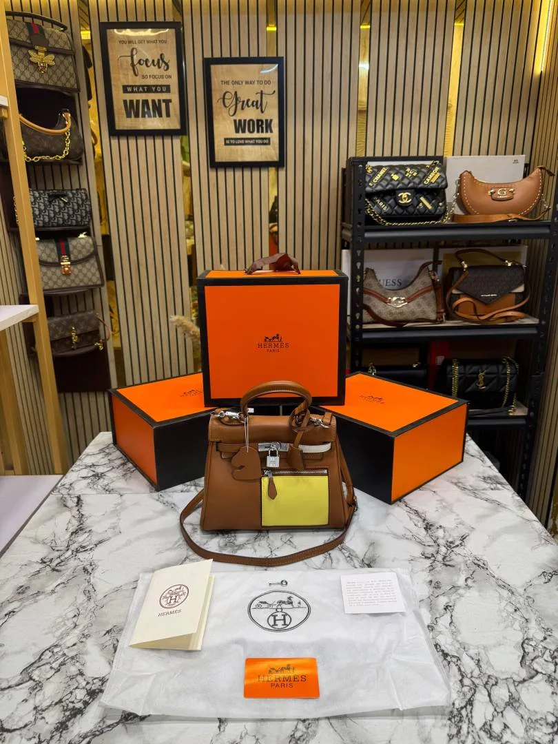 Hermez Kelly 25 Colormatic Retourne With Box And Dust Bag (Brown) (1075)