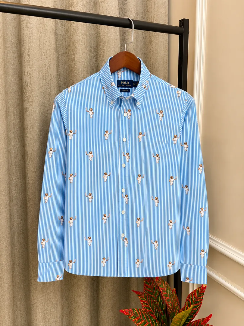 Ralf Lauren L.Blue Premium Teddy Bear Printed Design Shirt(1140)