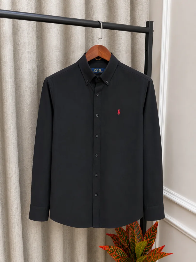 Ralf Lauren Polo Black Pure Linen Premium Shirt(1137)