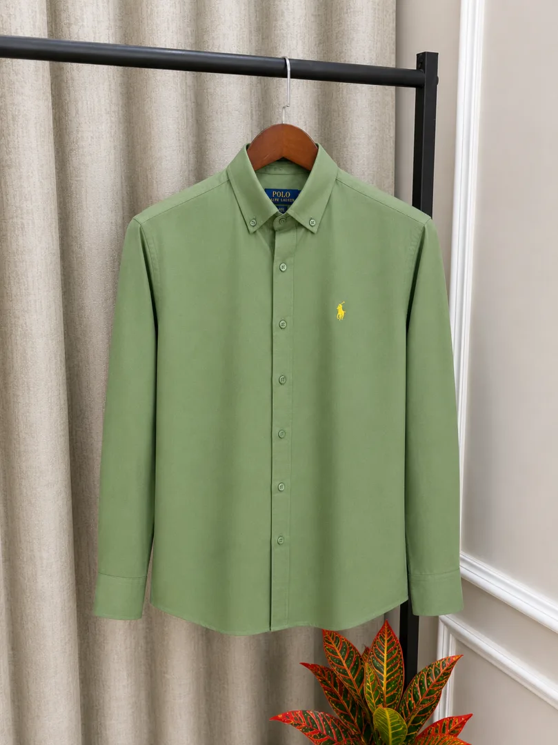 Ralf Lauren Polo Green Pure Linen Premium Shirt(1135)