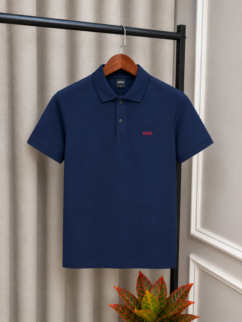 Hugo Bos Navy Store Article Premium Polo T-Shirt(1132)