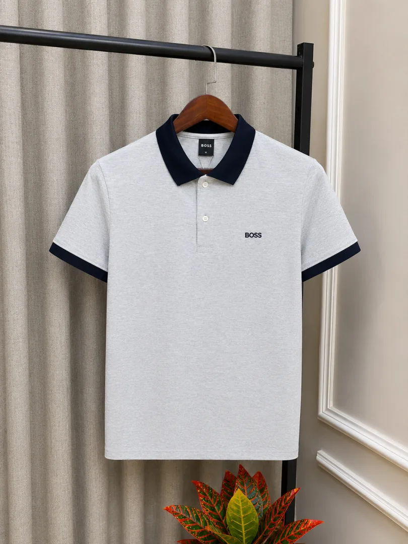 Hugo Bos Grey Store Article Premium Polo T-Shirt(1129)