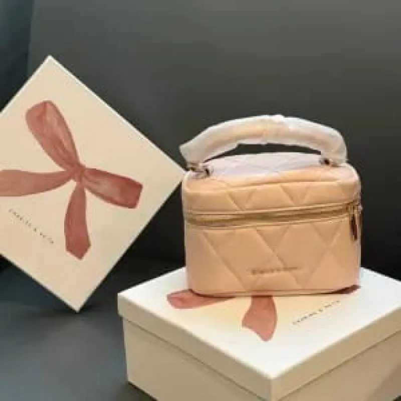 Charls & Keith Arwen Quilted Top Handle Vanity Bag With Box premium quality