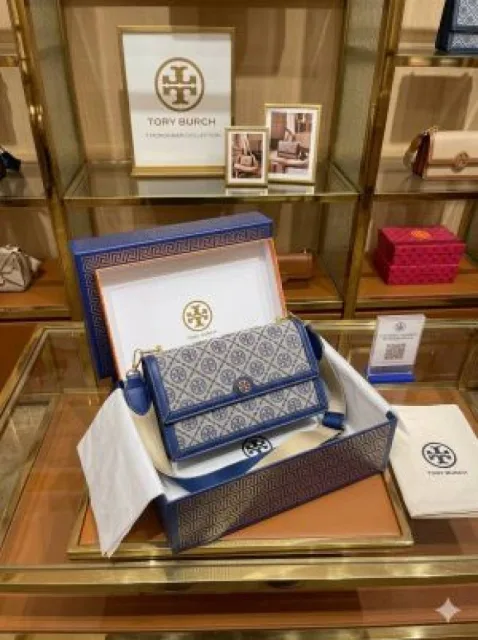 Tori Burch_Jacquard_Shoulder_Bag_With_Double_box_packing