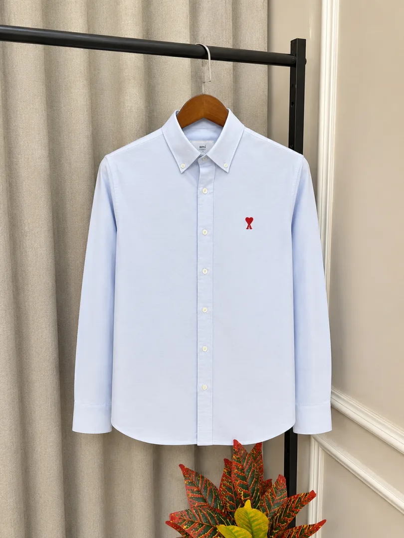 Ami Paris Sky Embroidery Heart Logo Premium Store Article Oxford Shirt(1205)