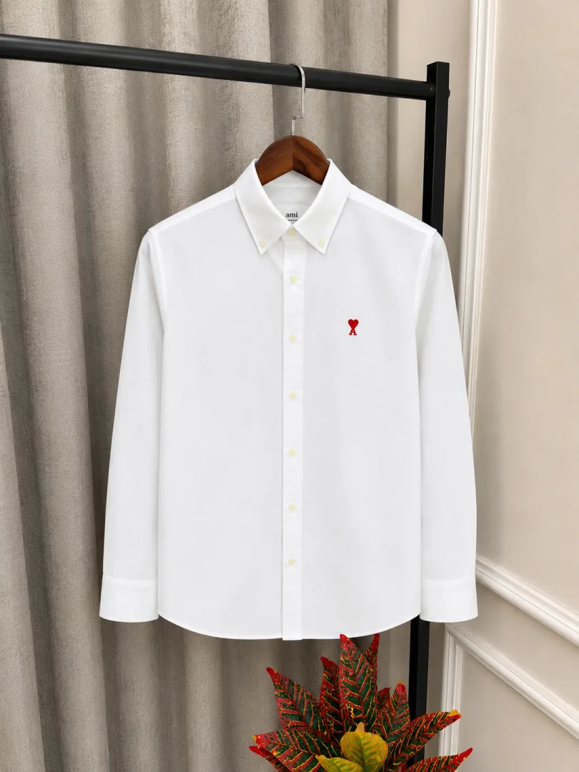 Ami Paris White Embroidery Heart Logo Premium Store Article Oxford Shirt(1204)