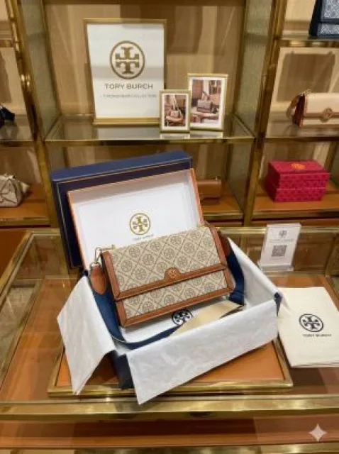 Tori Burch_Jacquard_Shoulder_Bag_With_Double_box_packing