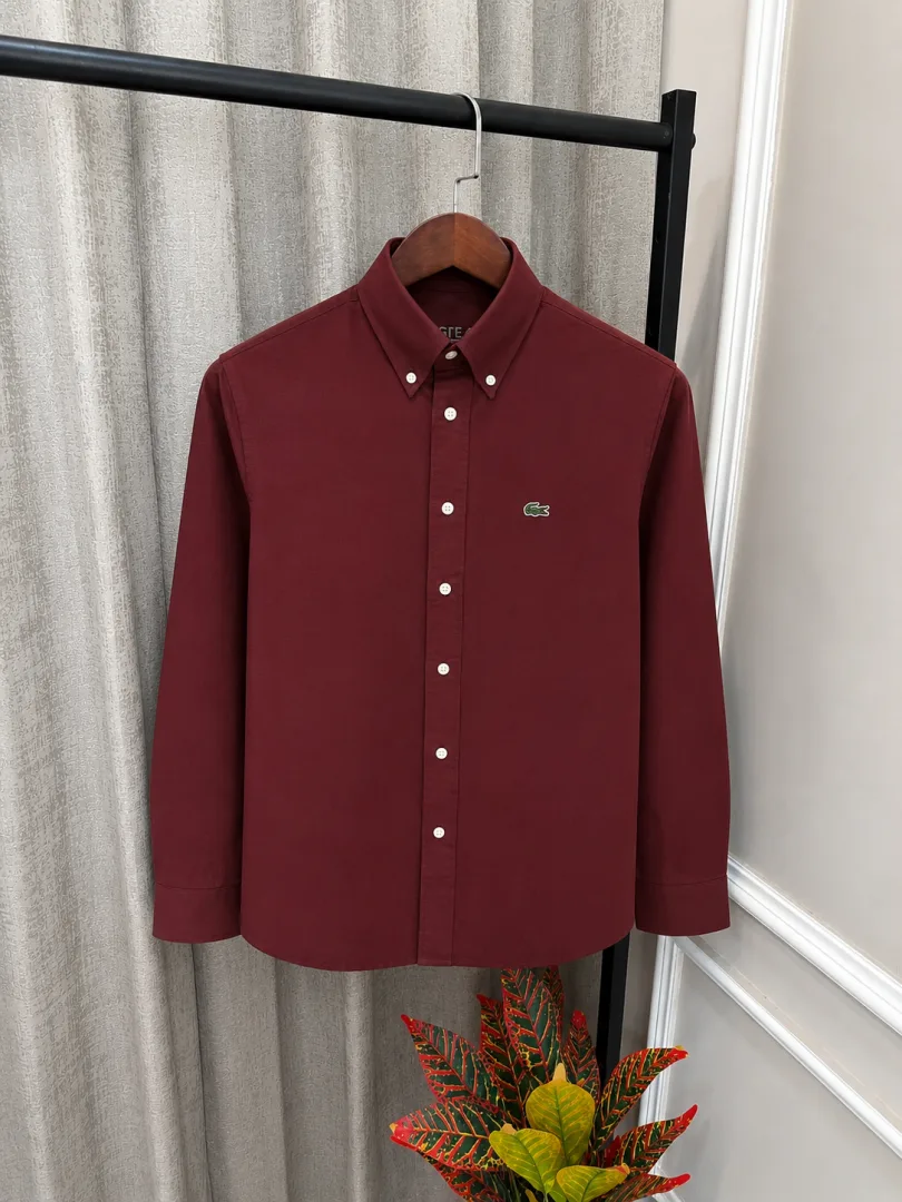 Lacost Maroon Imported Store Article Premium Oxford Shirt(1203)