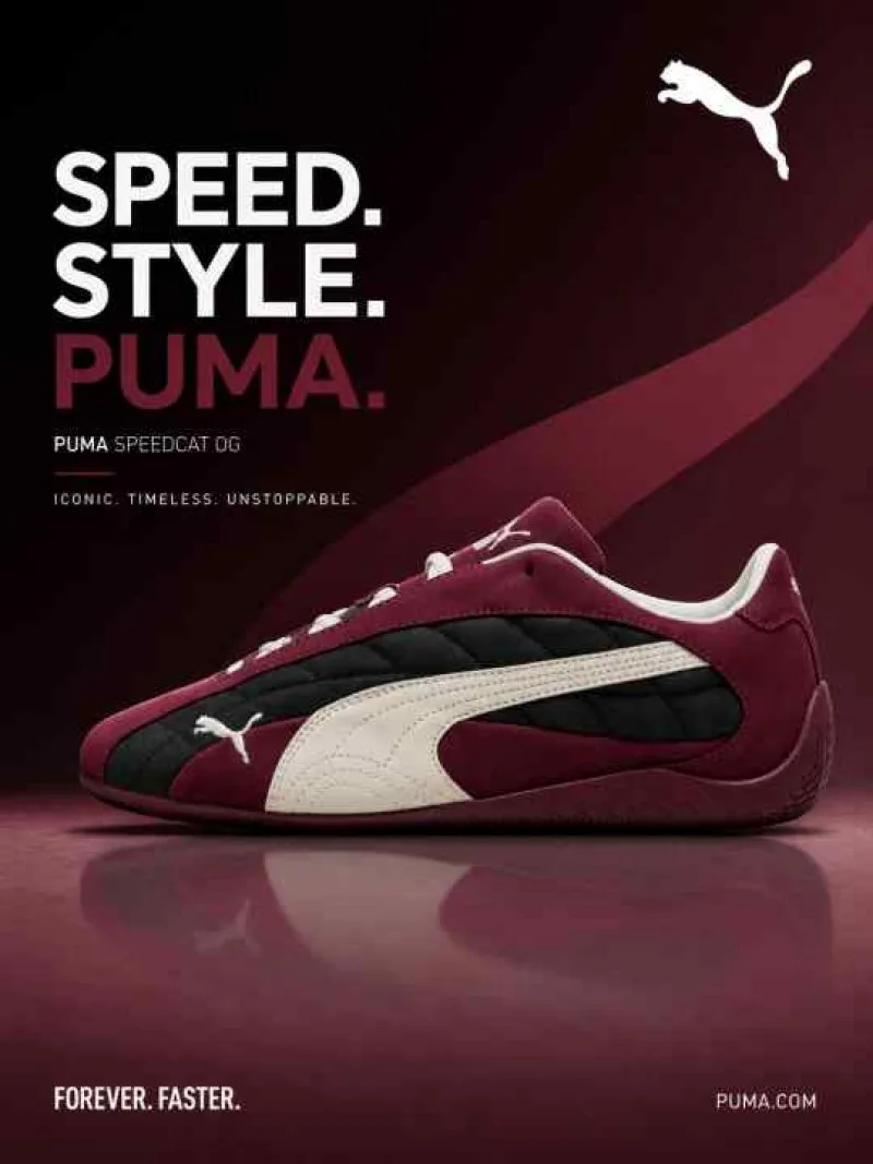 Pummaa Speedcat Plus Quilted Ruby Shimmer Warm White Burgundy 607