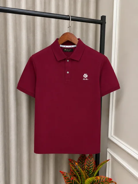 Loro Piana Maroon Imported Brand Metal Button Store Artcile Premium Polo T-Shirt(1194)